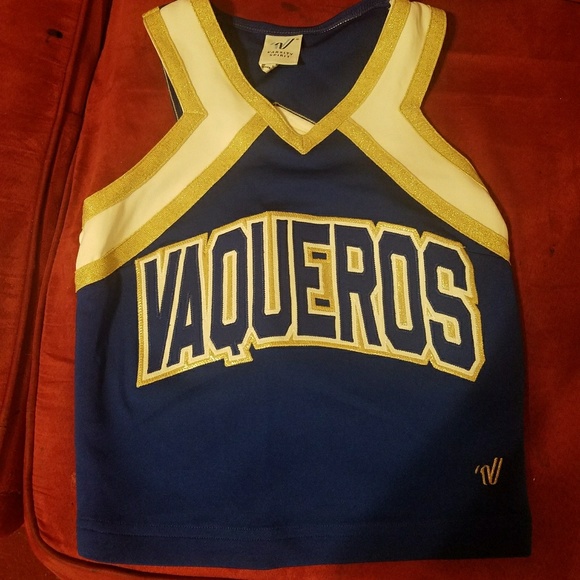 Cheerleading outfit blue and gold. - Picture 2 of 3